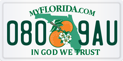 FL license plate 0809AU