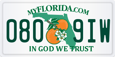FL license plate 0809IW