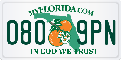 FL license plate 0809PN