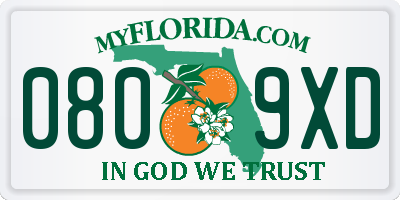 FL license plate 0809XD