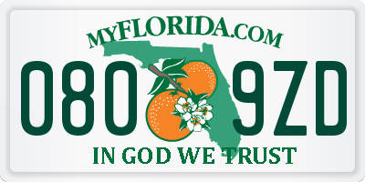 FL license plate 0809ZD