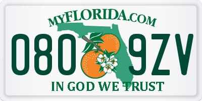 FL license plate 0809ZV