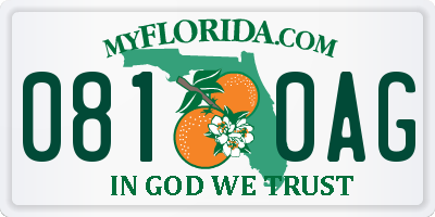 FL license plate 0810AG