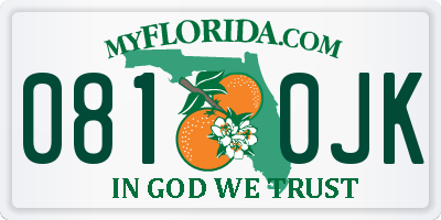 FL license plate 0810JK