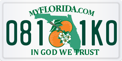 FL license plate 0811KO