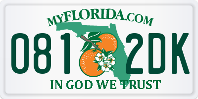 FL license plate 0812DK