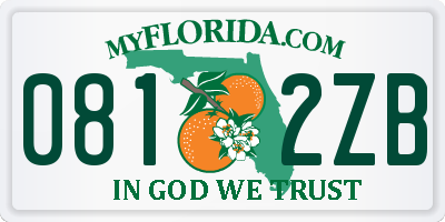 FL license plate 0812ZB