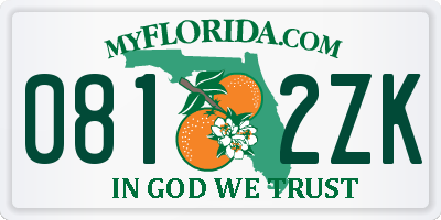 FL license plate 0812ZK