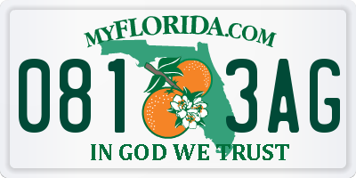 FL license plate 0813AG
