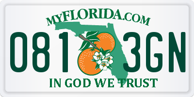 FL license plate 0813GN