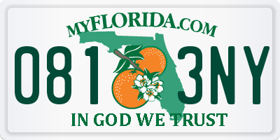 FL license plate 0813NY