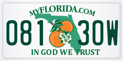 FL license plate 0813OW