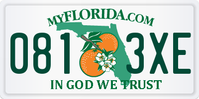 FL license plate 0813XE