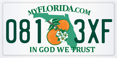 FL license plate 0813XF