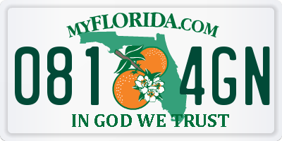 FL license plate 0814GN