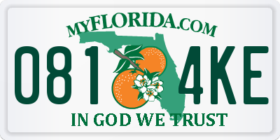 FL license plate 0814KE