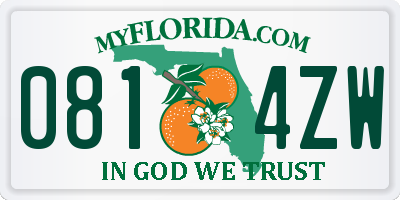 FL license plate 0814ZW