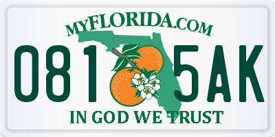 FL license plate 0815AK