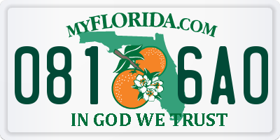 FL license plate 0816AO
