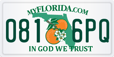 FL license plate 0816PQ