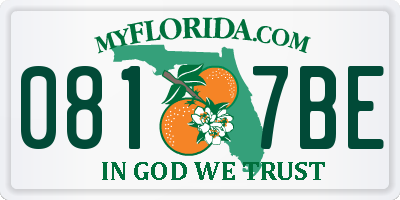 FL license plate 0817BE