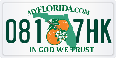 FL license plate 0817HK