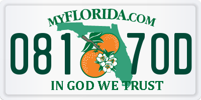 FL license plate 0817OD