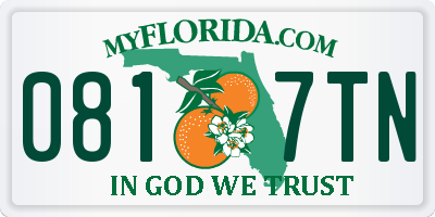 FL license plate 0817TN