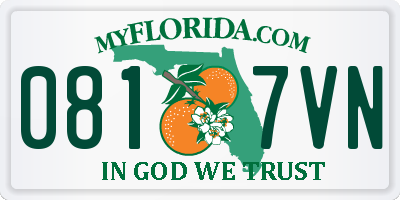 FL license plate 0817VN
