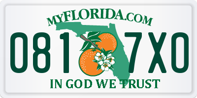 FL license plate 0817XO