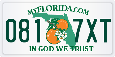 FL license plate 0817XT