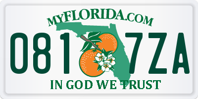 FL license plate 0817ZA