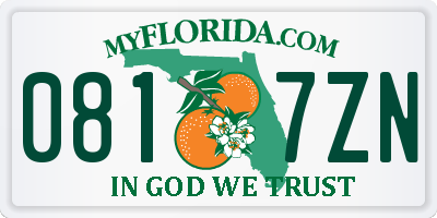 FL license plate 0817ZN