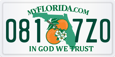 FL license plate 0817ZO