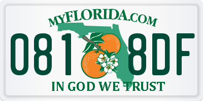 FL license plate 0818DF