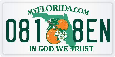 FL license plate 0818EN