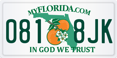 FL license plate 0818JK