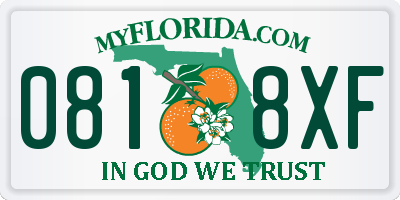 FL license plate 0818XF