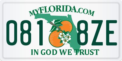 FL license plate 0818ZE