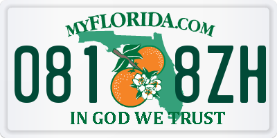FL license plate 0818ZH
