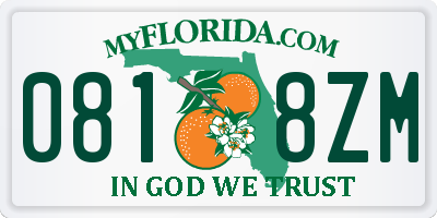FL license plate 0818ZM