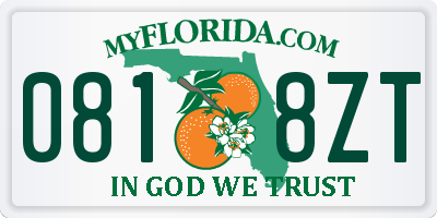 FL license plate 0818ZT
