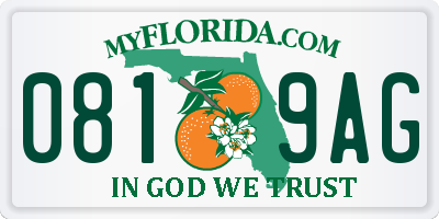 FL license plate 0819AG