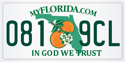 FL license plate 0819CL