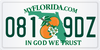 FL license plate 0819DZ