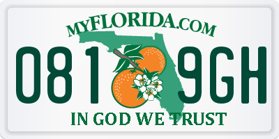 FL license plate 0819GH