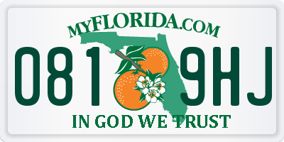 FL license plate 0819HJ