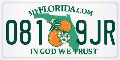 FL license plate 0819JR