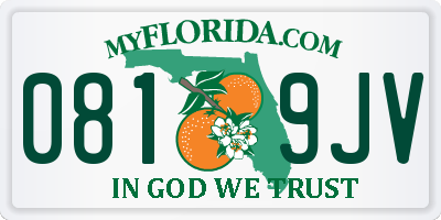 FL license plate 0819JV
