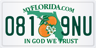 FL license plate 0819NU